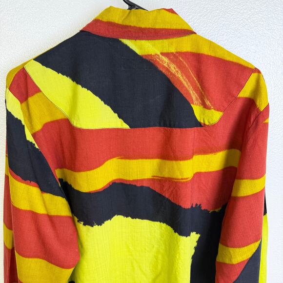 Betty Jackson England Shirt Womens 10 Long Sleeve Button Up Abstract Artsy Wool - Picture 8 of 11